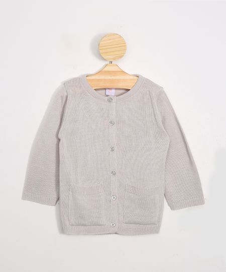 Cardigan-Infantil-de-Trico-com-Bolsos-Cinza-Mescla-9979312-Cinza_Mescla_1