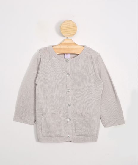 Cardigan-Infantil-de-Trico-com-Bolsos-Cinza-Mescla-9979312-Cinza_Mescla_1