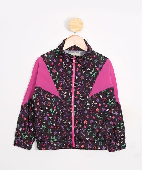 Jaqueta-Corta-Vento-Infantil-Estampada-de-Estrelas-Gola-Alta-Preta-9981592-Preto_1