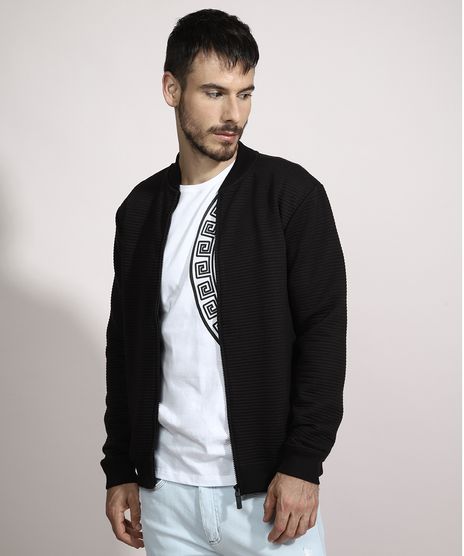 Jaqueta-Bomber-Masculina-Slim-Fit-Texturizada-com-Bolsos-Preta-9347561-Preto_1