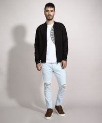 Jaqueta-Bomber-Masculina-Slim-Fit-Texturizada-com-Bolsos-Preta-9347561-Preto_3