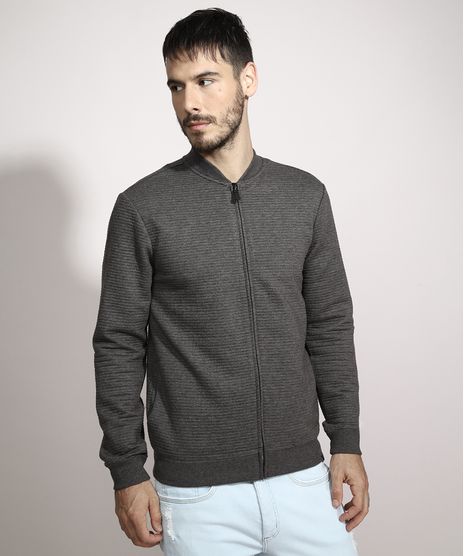 Jaqueta-Bomber-Texturizada-com-Bolsos-Cinza-Mescla-Escuro-9347561-Cinza_Mescla_Escuro_1