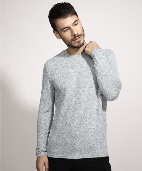 Sueter-Masculino-Slim-em-Trico-Gola-Careca-Cinza-Mescla-Claro-9815326-Cinza_Mescla_Claro_1