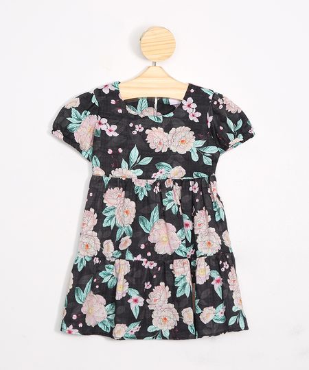 Vestido-Infantil-Estampado-Floral-Manga-Bufante-Preto-9989529-Preto_1
