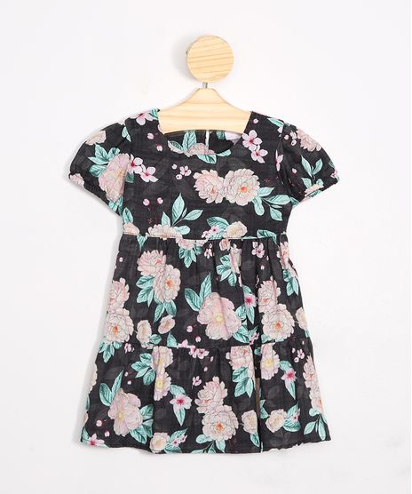 Vestido-Infantil-Estampado-Floral-Manga-Bufante-Preto-9989529-Preto_1