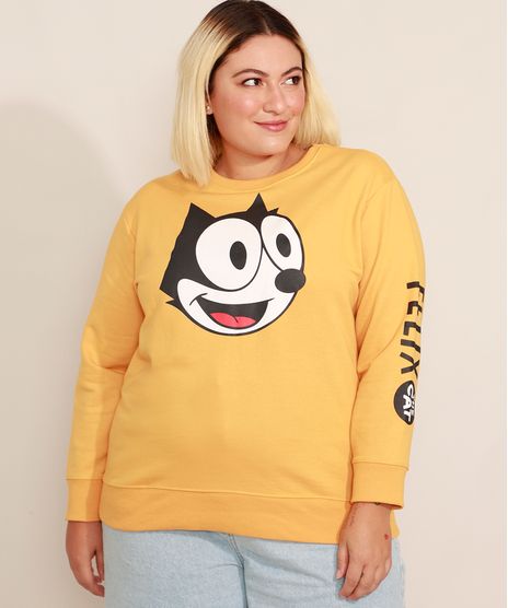 Blusao-de-Moletom-Plus-Size-Gato-Felix-Decote-Redondo-Mostarda-9985216-Mostarda_1
