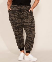 Calca-Jogger-de-Moletom-Camuflado-Plus-Size-com-Bolsos-Cintura-Alta-Verde-Militar-9992552-Verde_Militar_1