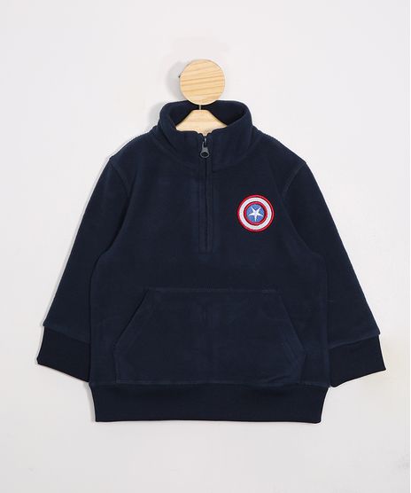 Blusao-Infantil-de-Fleece-Capitao-America-Gola-Alta-Azul-Marinho-9789002-Azul_Marinho_1