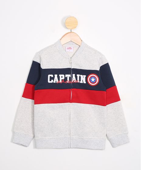 Jaqueta-Bomber-Infantil-em-Moletom-Capitao-America-Cinza-Mescla-Claro-9803184-Cinza_Mescla_Claro_1