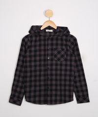 Camisa-Juvenil-de-Flanela-Estampada-Xadrez-com-Capuz-Chumbo-9807685-Chumbo_1