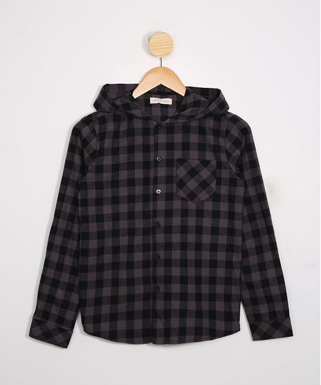 Camisa-Juvenil-de-Flanela-Estampada-Xadrez-com-Capuz-Chumbo-9807685-Chumbo_1