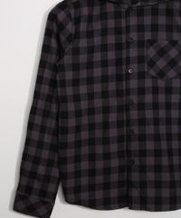 Camisa-Juvenil-de-Flanela-Estampada-Xadrez-com-Capuz-Chumbo-9807685-Chumbo_4