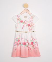 Vestido-Infantil-Estampado-Floral-Manga-Curta-com-Cinto-Metalizado-Off-White-9980653-Off_White_1