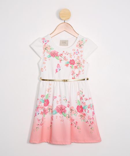Vestido-Infantil-Estampado-Floral-Manga-Curta-com-Cinto-Metalizado-Off-White-9980653-Off_White_1