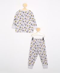 Pijama-Infantil-Estampado-de-Snoopy-Manga-Longa-Cinza-Mescla-9978441-Cinza_Mescla_2