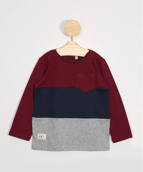 Camiseta-Infantil-com-Recortes-e-Bolso-Manga-Longa-Gola-Careca-Vinho-9979071-Vinho_1
