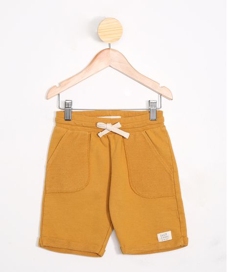 Bermuda-Infantil-Reta-de-Moletom-com-Bolsos-Mostarda-9978222-Mostarda_1