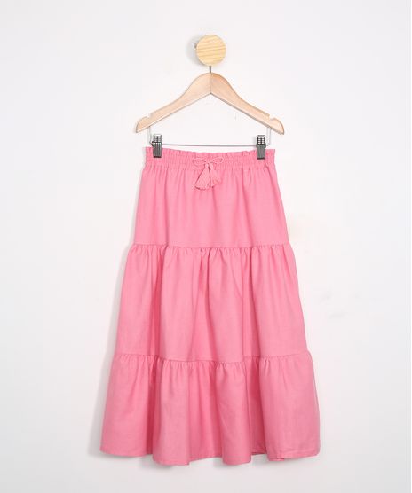 Saia-Infantil-Longa-de-Sarja-com-Linho-e-Recortes-Rosa-9979293-Rosa_1