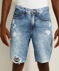 Bermuda-Slim-Jeans-Destroyed-Marmorizada-Azul-Medio-9981439-Azul_Medio_1