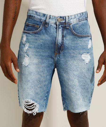 Bermuda-Slim-Jeans-Destroyed-Marmorizada-Azul-Medio-9981439-Azul_Medio_1