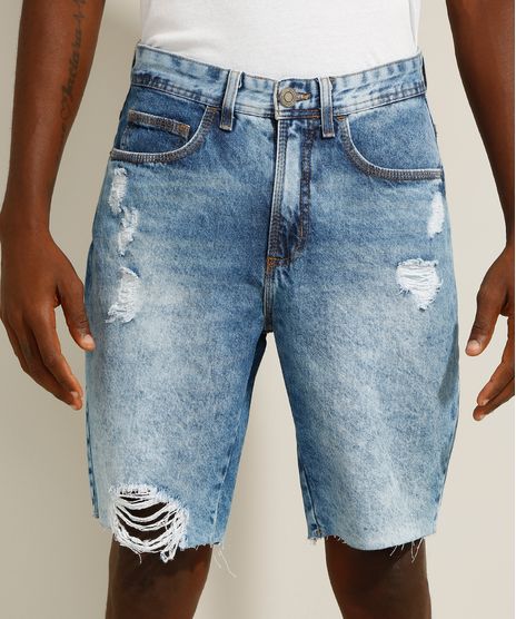 Bermuda-Slim-Jeans-Destroyed-Marmorizada-Azul-Medio-9981439-Azul_Medio_1