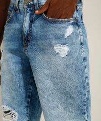 Bermuda-Slim-Jeans-Destroyed-Marmorizada-Azul-Medio-9981439-Azul_Medio_4