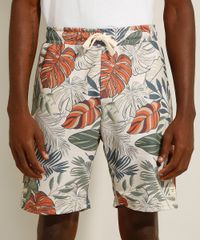 Bermuda-Relaxed-de-Moletom-Estampada-de-Folhagem-com-Cordao-e-Bolsos-Off-White-9981999-Off_White_1