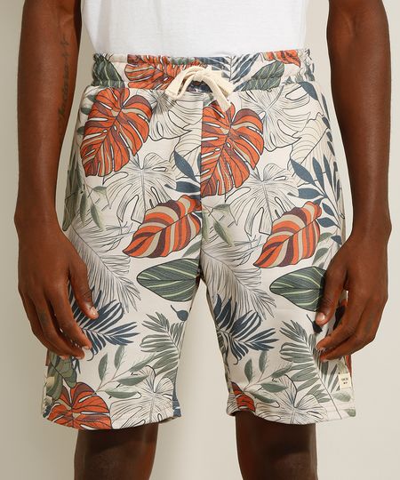Bermuda-Relaxed-de-Moletom-Estampada-de-Folhagem-com-Cordao-e-Bolsos-Off-White-9981999-Off_White_1