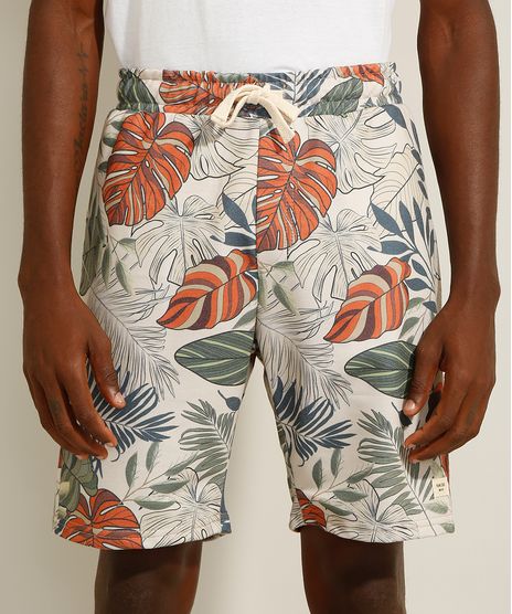 Bermuda-Relaxed-de-Moletom-Estampada-de-Folhagem-com-Cordao-e-Bolsos-Off-White-9981999-Off_White_1