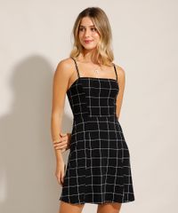 Vestido-Curto-Estampado-Grid-Alca-Fina-Decote-Reto-Preto-9963472-Preto_1
