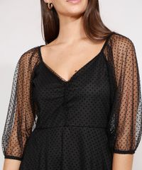 Vestido-de-Tule-Poa-Flocado-com-Franzido-Curto-Manga-Bufante-Preto-9989437-Preto_6