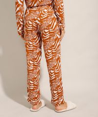 Calca-de-Pijama-em-Viscose-Estampada-Animal-Print-com-Amarracao-Mostarda-9975183-Mostarda_2