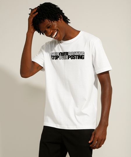 Camiseta-de-Algodao--Stop-Overposting--Flocada-Manga-Curta-Gola-Careca-Branca-9981272-Branco_1