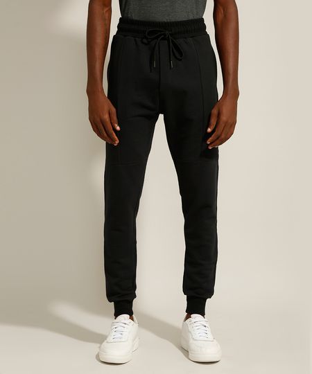 Calca-Relaxed-Jogger-de-Moletom-com-Recorte-Canelado-e-Bolsos-de-Ziper-Preta-9984860-Preto_1 Calca-Relaxed-Jogger-de-Moletom-com-Recorte-Canelado-e-Bolsos-de-Ziper-Preta-9984860-Preto_1