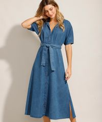 Vestido-Chemise-Jeans-Midi-com-Faixa-de-Amarrar-e-Manga-Curta-Azul-Medio-9992006-Azul_Medio_1