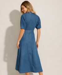 Vestido-Chemise-Jeans-Midi-com-Faixa-de-Amarrar-e-Manga-Curta-Azul-Medio-9992006-Azul_Medio_2