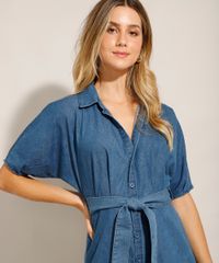 Vestido-Chemise-Jeans-Midi-com-Faixa-de-Amarrar-e-Manga-Curta-Azul-Medio-9992006-Azul_Medio_6