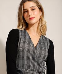 Vestido-Envelope-Curto-Estampado-Xadrez-com-Faixa-de-Amarrar-Cinza-9985272-Cinza_5