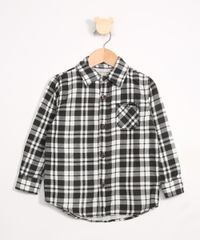 Camisa-Infantil-de-Flanela-Estampada-Xadrez-com-Bolsos-Preta-9987684-Preto_1