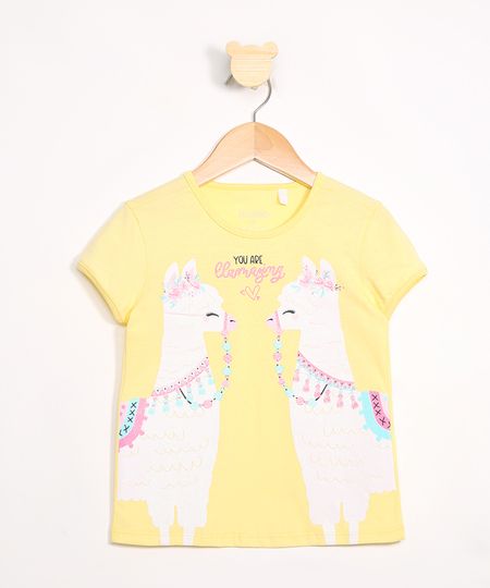 Blusa-Infantil-Lhama-com-Brilho-Manga-Curta-Decote-Redondo-Amarela-9988954-Amarelo_1 Blusa-Infantil-Lhama-com-Brilho-Manga-Curta-Decote-Redondo-Amarela-9988954-Amarelo_1