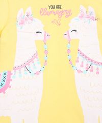 Blusa-Infantil-Lhama-com-Brilho-Manga-Curta-Decote-Redondo-Amarela-9988954-Amarelo_2