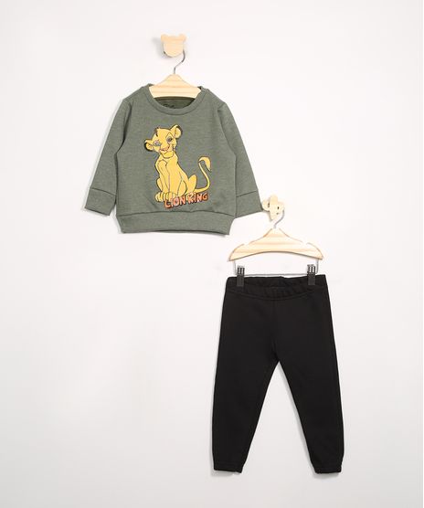 Conjunto-Infantil-de-Moletom-Simba-Blusao-Verde-Militar---Calca-Jogger-Preto-9976216-Preto_1