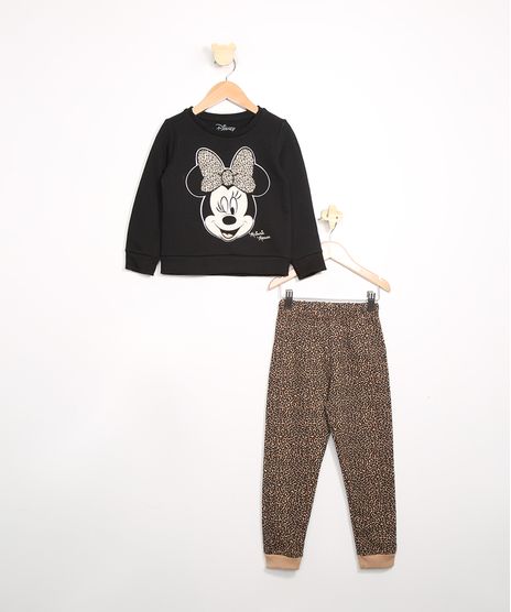 Conjunto-Infantil-de-Moletom-Minnie-Blusao-Preto---Calca-Jogger-Estampada-Animal-Print-de-Onca-Bege-9980035-Bege_1