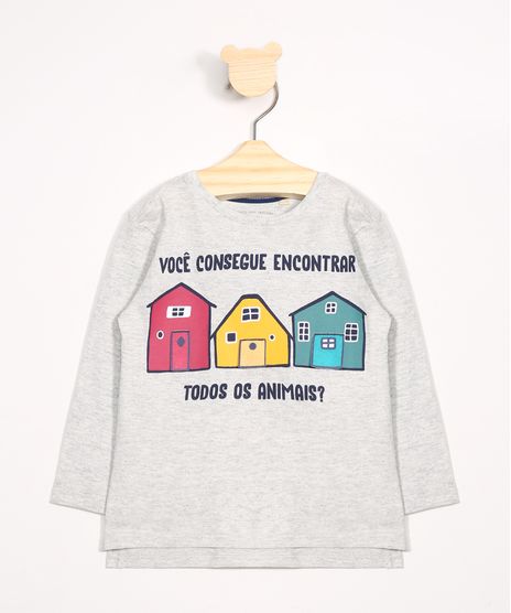 Camiseta-Infantil--Voce-Consegue-Encontrar-Todos-os-Animais---Estampa-Interativa-Manga-Longa-Gola-Careca-Cinza-Mescla-Claro-9977370-Cinza_Mescla_Claro_1