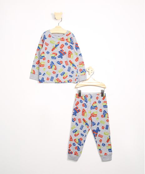 Pijama-Infantil-Estampado-de-Blocos-Manga-Longa-Gola-Careca-Brandili-Cinza-Mescla-9984185-Cinza_Mescla_1