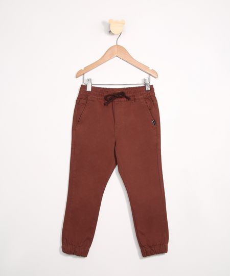 Calca-Infantil-Jogger-de-Sarja-com-Bolsos-Marrom-9988261-Marrom_1