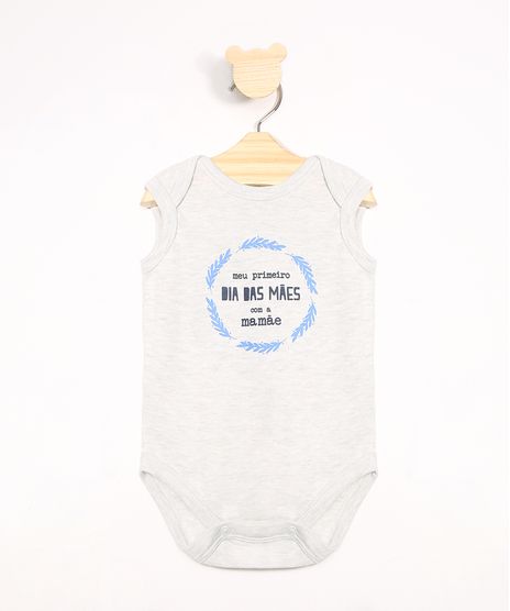 Body-Infantil--Meu-Primeiro-Dia-das-Maes--Sem-Manga-Gola-Careca-Cinza-Mescla-9969841-Cinza_Mescla_1