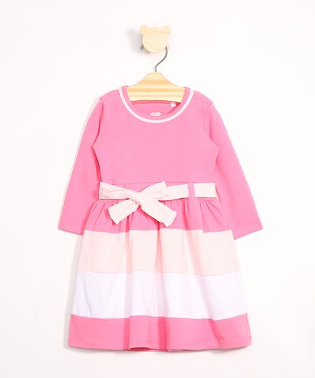 Vestido-Infantil-com-Recortes-Manga-Longa-com-Faixa-para-Amarrar-Pink-9988831-Pink_1
