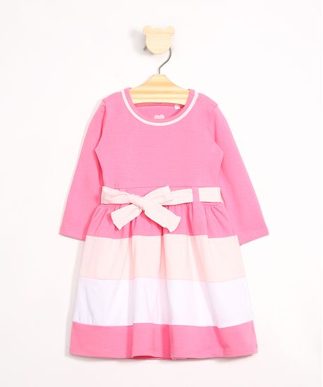 Vestido-Infantil-com-Recortes-Manga-Longa-com-Faixa-para-Amarrar-Pink-9988831-Pink_1