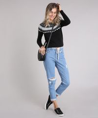 Sueter-Feminino-em-Trico-com-Estampa-Etnica-Preto-8886773-Preto_3